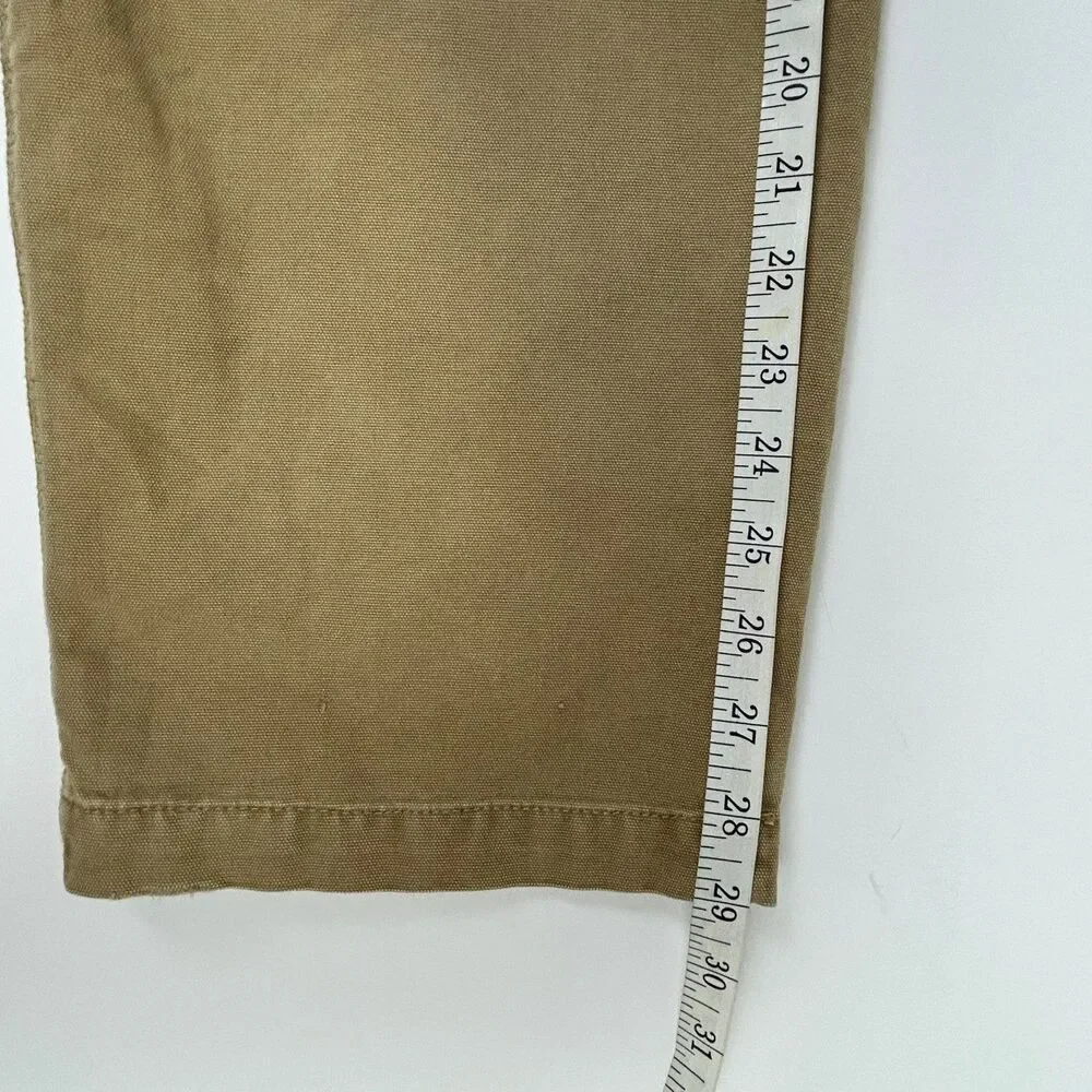 Free People Cleo Washed Chino Pants Straight Leg Tan Khaki Cargo Roll Cotton 4